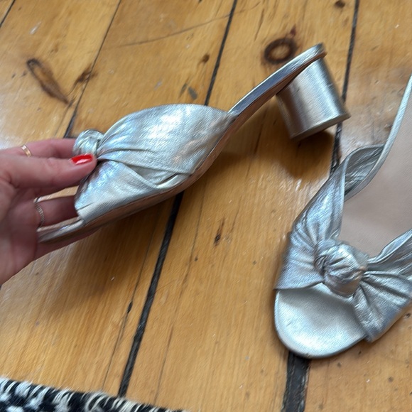Loeffler Randall Metallic Silver Knotted Mules - Picture 2 of 7